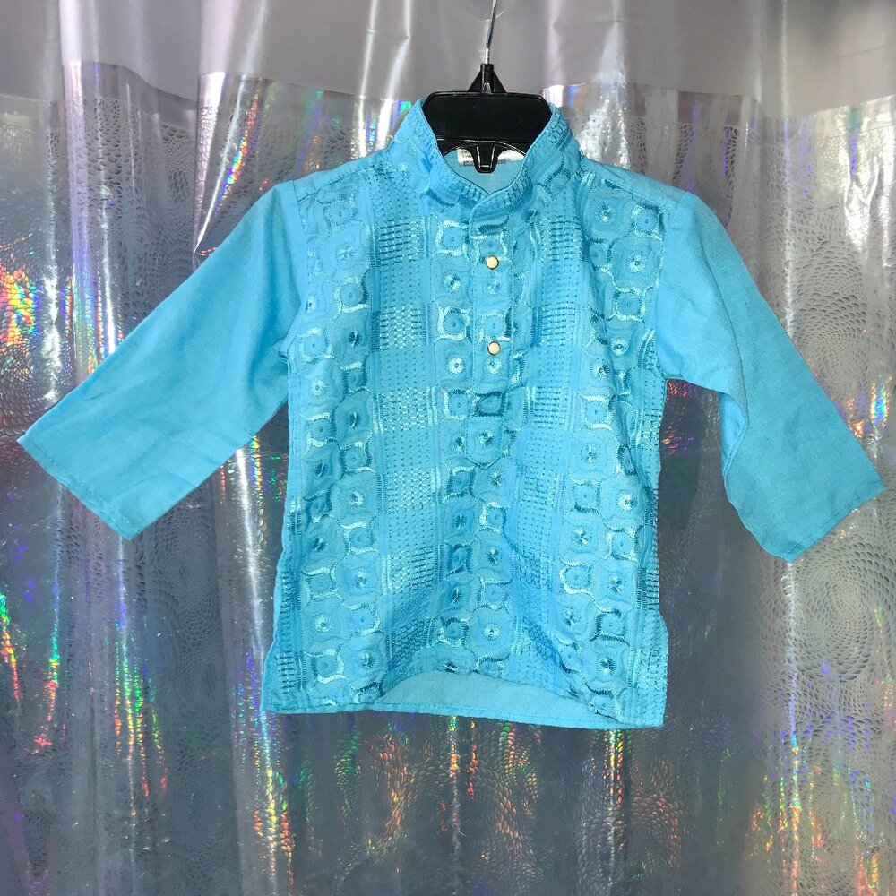 Boys Light Blue Embroidered, Long Sleeve Kurta (Tunic) Excellent condition